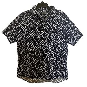 RYE Shirt Men's XL Tall Blue Floral  Graphic Print Short Sleeve Button Front